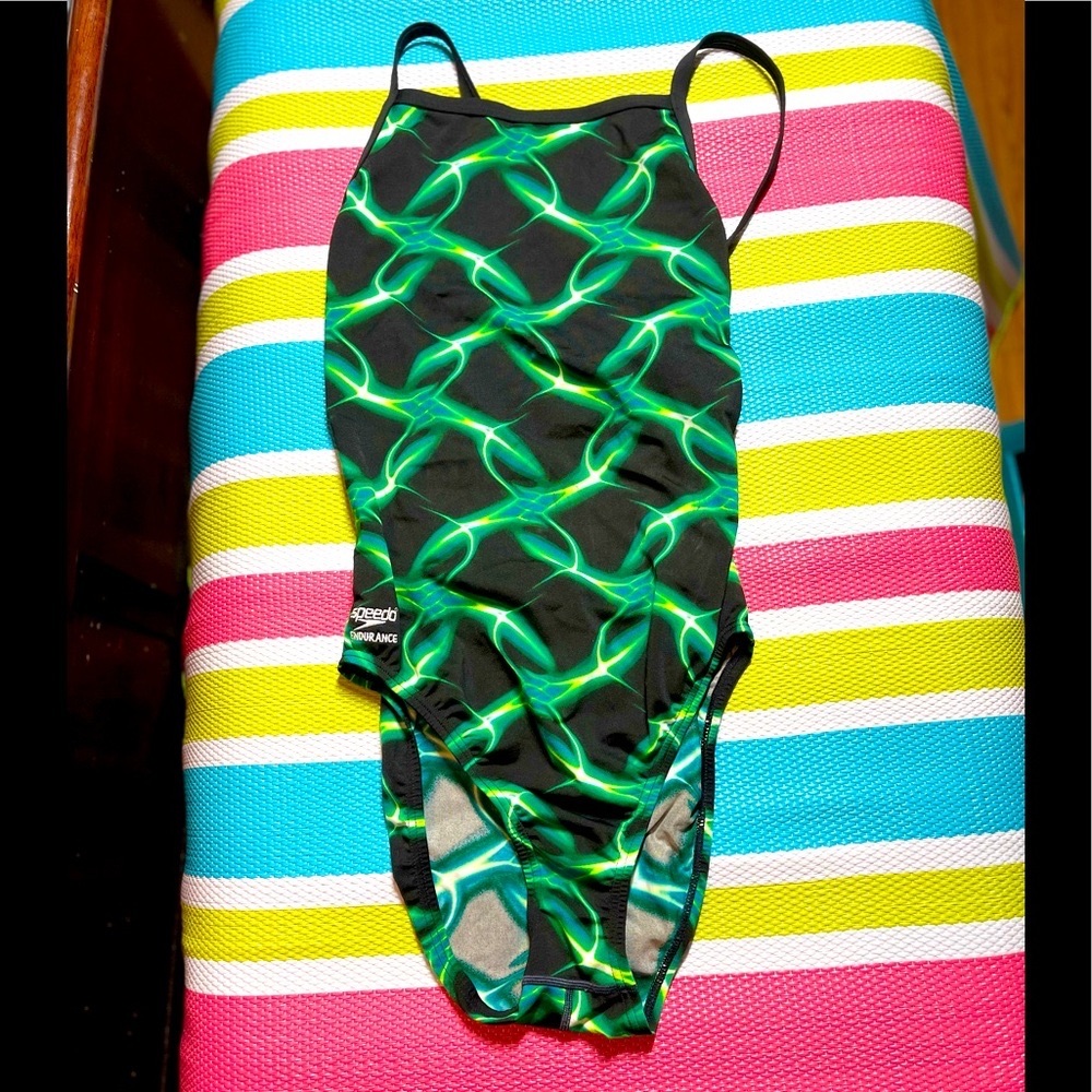 Speedo Endurance Abstract Print Swimsuit XL 14/40 FREE SHIP